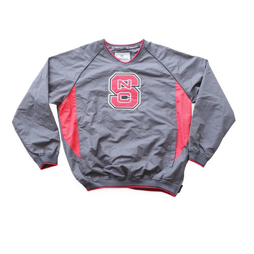 Colosseum Athletics VTG NCSU State Wolfpack Pullover Windbreaker Mens L Grey Red